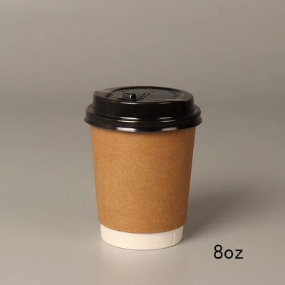 tasses de café chaudes de 8oz 14oz 16oz/froides de papier jetables avec le couvercle noir de pp