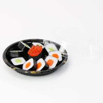 Plat en plastique jetable Tray Sushi Box du conteneur de nourriture de couvercle pp