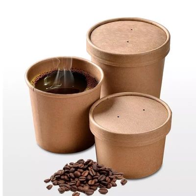 Conteneur biodégradable de soupe à tasse à emporter jetable de soupe à papier d'emballage