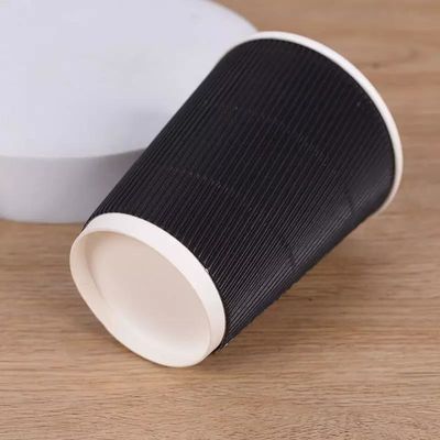 Mode et tasses de papier à extrémité élevé d'ondulation du noir 22oz 630ml d'aspect pour le café