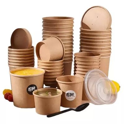 Conteneur biodégradable de soupe à tasse à emporter jetable de soupe à papier d'emballage